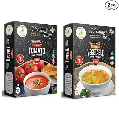 Minnitz Minnitz Fresh and Delicious combination of Tomato and Vegetable Instant Soup Powder 120 g 12 Servings in pack of 2
