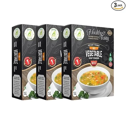 Minnitz All Fresh Natural Minnitz Fresh and Delicious Vegetable Veg Soup 360g 36 Servings in pack of 3
