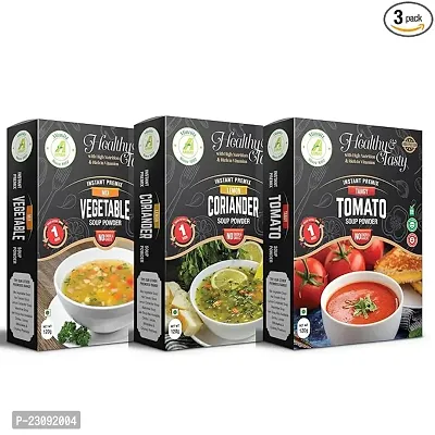 Minnitz Minnitz Fresh and Delicious combination of Vegetable Tomato and Corriander Instant Soup Powder 120 g 12 Servings in pack of 3-thumb0