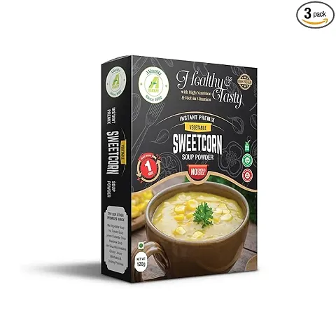 Minnitz Instant Healthy High Protein Sweet Corn Soup Premix Powder With No Onion Garlic Pack Of 3 120g Each in pack of 1
