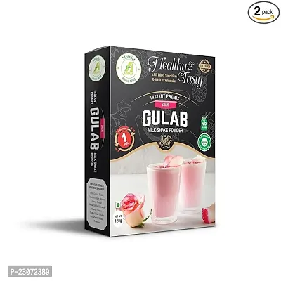 Minnitz Natural Instant Healthy Shahi Gulab (Rose) Milkshake Premix Powder (120G Each) In Pack Of 1-thumb0