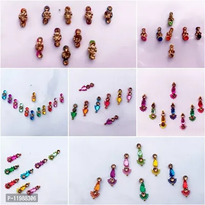 MULTICOLOR SMALL LONG BINDI|COMBO PACK OF 12 FLAPS|