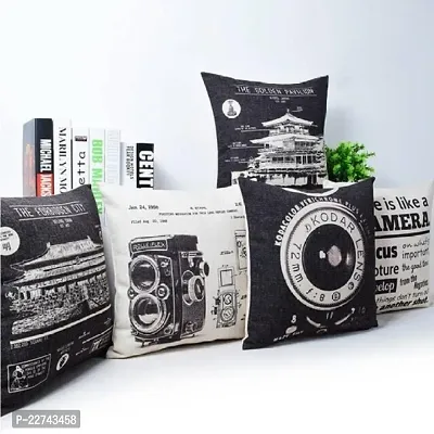 Stylish Jute Cotton Printed Cushion Covers pack of 5
