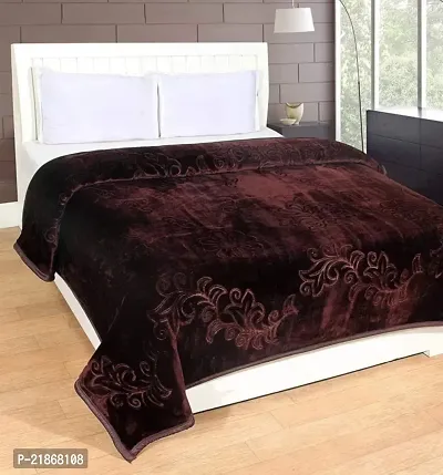 AV Creation Soft Plain Embossed Double Bed Mink Blanket for Winter Season (90*100 Inch)