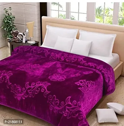 AV Creation Soft Plain Embossed Double Bed Mink Blanket for Winter Season (90*100 Inch)