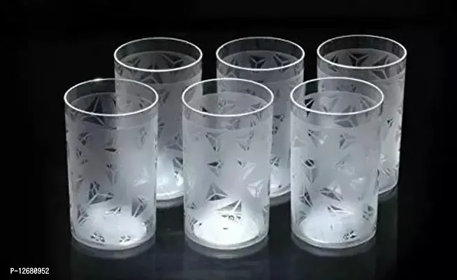 Classic 6 Pcs Plastic Diamond Design Unbreakable Stylish Transparent Water Glass ( 250 Ml ,Clear)-thumb0