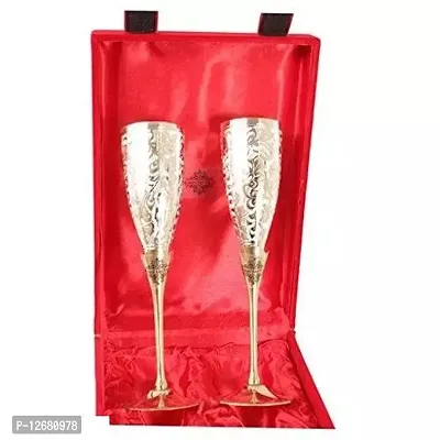 Siver Plated Goblet Flute Wine Glass, Best For Parties, 100 Ml Each, Set Of 2-thumb0