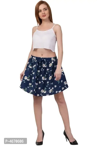 women Floral Print Crepe Mini Skirt-thumb0