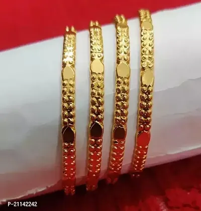 Elegant Golden Brass Agate Bangles/ Bracelets For Women-thumb0