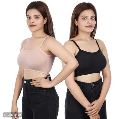 Stylish Women Cotton Non Padded Sports Bra Pack of 2