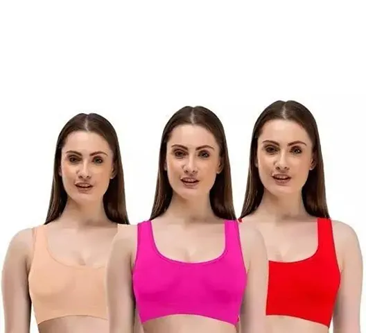 Stylish Women Non Padded Sports Bra Pack of 3