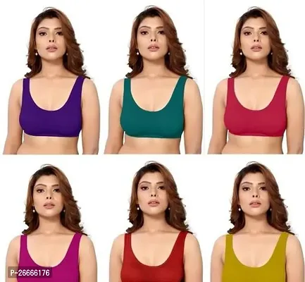 Stylish Women Cotton Non Padded Sports Bra Pack of 6