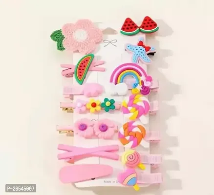 Designer Pink Plastic Hair Pins For Women Set of 14