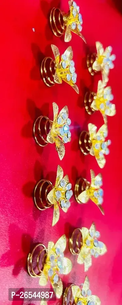Designer Golden Metal Hair Pins For Women Set of 12-thumb0