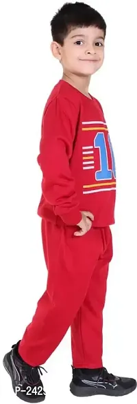 Maroon Polycotton Printed Track Suit For Boys