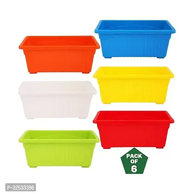 Multicolor | Rectangular | Plastic Pots for Plants | Pack  of 6 | 35 x 18.5 x 15 cm