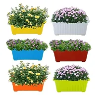 Multicolor | Rectangular | Plastic Pots for Plants | Pack  of 6 | 35 x 18.5 x 15 cm-thumb1