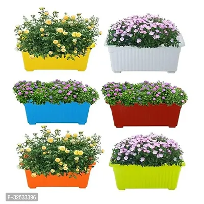 Multicolor | Rectangular | Plastic Pots for Plants | Pack  of 6 | 35 x 18.5 x 15 cm-thumb2