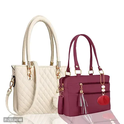 Combo Of 2 Stylish PU Handbags For Women-thumb0