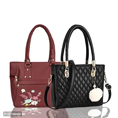 Combo of 2 Stylish PU Handbags For Women-thumb0