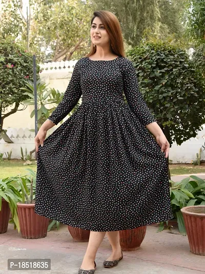 Elegant Black Printed Rayon Kurta For Women