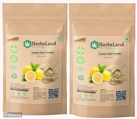 HerbsLandreg; 100% Natural  Bio Organic Lemon Peel Powder (Citrus Limonum) | Goodness of Vitamin C | Face Cleanser | Skin Whitening | Face Mask | Skin Care | Hair Pack (200 gm)-thumb0