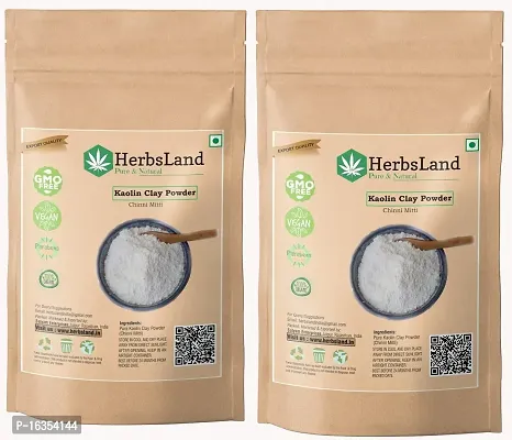 HerbsLandreg; 100% Natural Kaolin Clay (Chinni Mitti) Face Pack | Face Mask | Hair Pack | Skin Detoxifier | Removes Tan | Instant Glow - Superfine White Clay | Acne, Blackheads  Glowing Skin (200 gm)