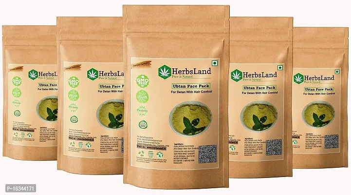 HerbsLand reg; Natural Ubtan Face Pack Mask with Orange, Lemon Peel, Wheat grass, Camphor Oil and Kasturi Haldi for Skin | for Fairness | Ayurvedic Healing | Detan with Hair Removal