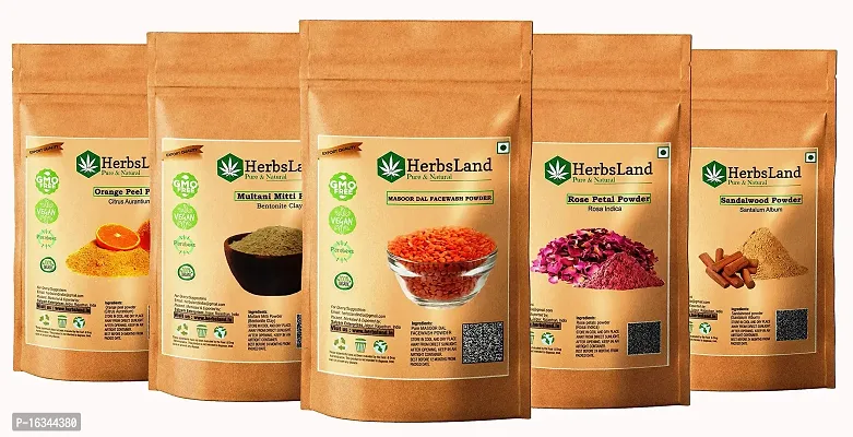 HerbsLand Masoor, Orange, Multani, rose And sandalwood powder (70 gm Each)