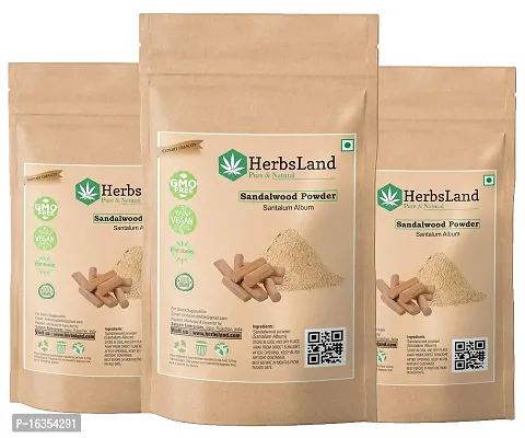 HerbsLandreg; 100% Pure Bio Organic Sandalwood Powder (Santalum Album) (Chandan) for Sun-Tan Acne-Spot Treatment | Skin whitening | Face Masks, Facials and Skin Care | Face pack (150 gm)-thumb0