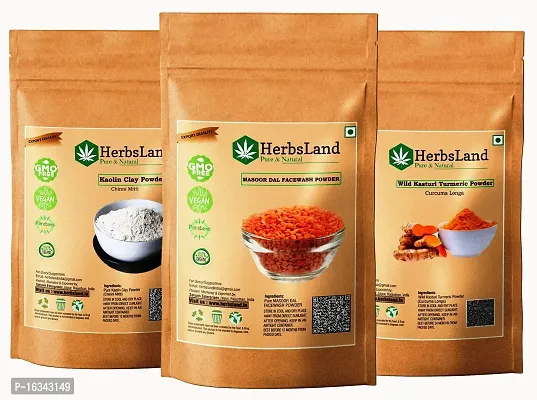 HerbsLand Masoor, Kaoline Clay and Turmeric powder