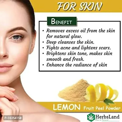 HerbsLandreg; 100% Natural  Bio Organic Lemon Peel Powder (Citrus Limonum) | Goodness of Vitamin C | Face Cleanser | Skin Whitening | Face Mask | Skin Care | Hair Pack (200 gm)-thumb3