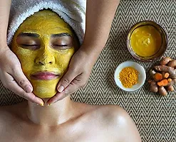 HerbsLand reg; Natural Ubtan Face Pack Mask with Orange, Lemon Peel, Wheat grass, Camphor Oil and Kasturi Haldi for Skin | for Fairness | Ayurvedic Healing | Detan with Hair Removal-thumb1