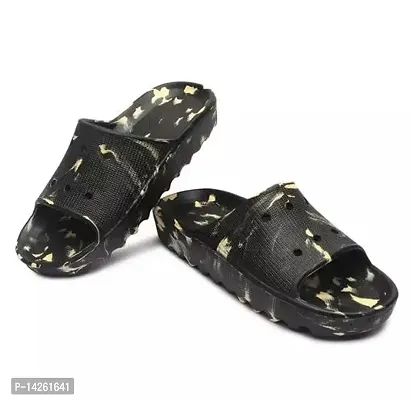 Stylish Black EVA Self Design Sliders For Men-thumb0