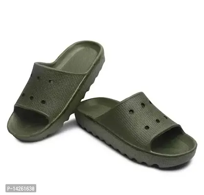 Stylish Green EVA Solid Sliders For Men