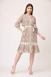 Stylish Cotton Printed Knee Length Dress For Women-thumb1