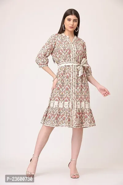 Stylish Cotton Printed Knee Length Dress For Women-thumb2