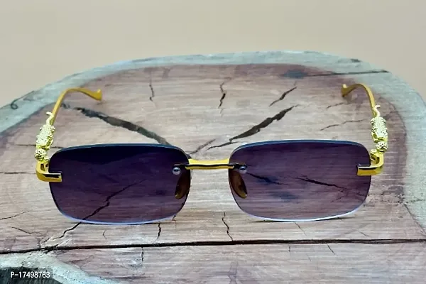 mc stan googles Rimless Men and Womens Sunglasses Retro Vintage gold Frame Rectangular Premium Designer UV400 Protected Sunglasses For Men And Women Pack of 1