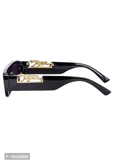(TIGER) Frame Rectangular UV Protected Unisex Sunglasses(Lens-Purple||Frame-Black-thumb3