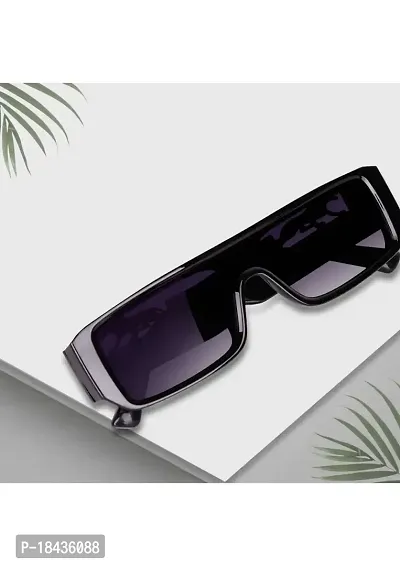 (TIGER) Frame Rectangular UV Protected Unisex Sunglasses(Lens-Purple||Frame-Black-thumb4