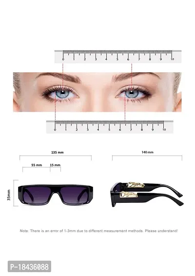 (TIGER) Frame Rectangular UV Protected Unisex Sunglasses(Lens-Purple||Frame-Black-thumb2