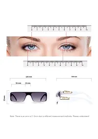 (TIGER) Frame Rectangular UV Protected Unisex Sunglasses(Lens-Black||Frame-White-thumb1