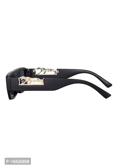(TIGER) Frame Rectangular UV Protected Unisex Sunglasses(Lens-Black||Frame-Black-thumb3