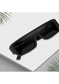 (TIGER) Frame Rectangular UV Protected Unisex Sunglasses(Lens-Black||Frame-Black-thumb3
