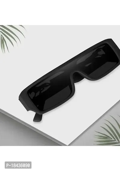 (TIGER) Frame Rectangular UV Protected Unisex Sunglasses(Lens-Black||Frame-Black-thumb4