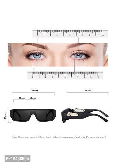 (TIGER) Frame Rectangular UV Protected Unisex Sunglasses(Lens-Black||Frame-Black-thumb2