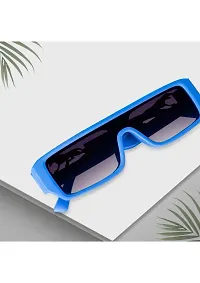 (TIGER) Frame Rectangular UV Protected Unisex Sunglasses(Lens-Purple||Frame-Blue-thumb1