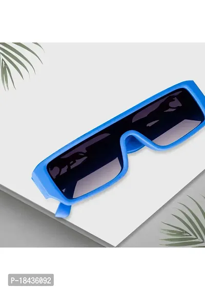 (TIGER) Frame Rectangular UV Protected Unisex Sunglasses(Lens-Purple||Frame-Blue-thumb2
