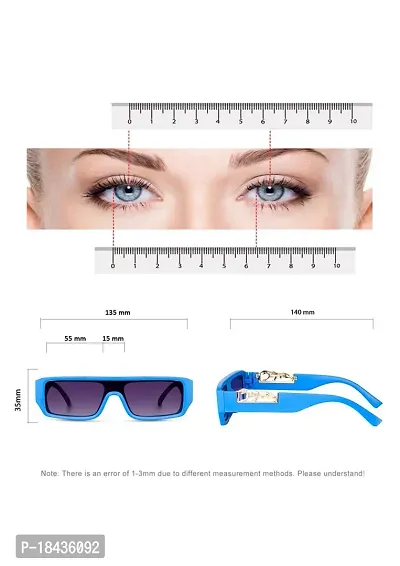 (TIGER) Frame Rectangular UV Protected Unisex Sunglasses(Lens-Purple||Frame-Blue-thumb4