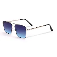 Retro Rectangular Aviator Sunglasses Premium Glass Lens Flat Metal Sun Glasses Men  Women-thumb1